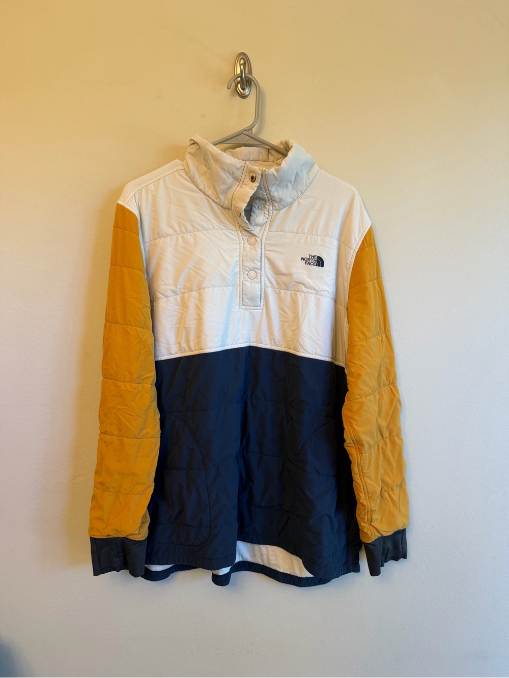 The North Face Women's White, Yellow & Navy Colorblock Pullover Puffer